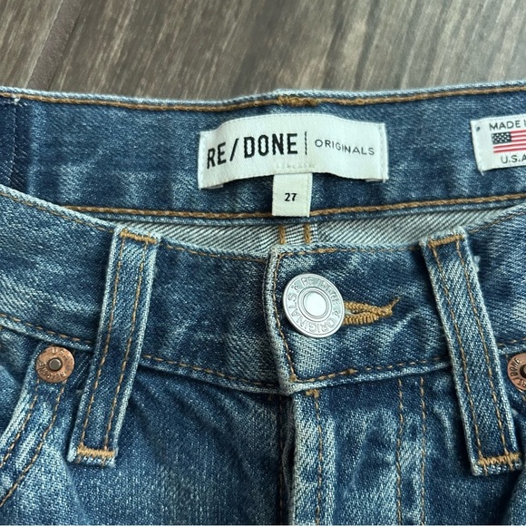 RE/DONE High Rise Ankle Crop Jeans in Medium Vintage Wash Sz 27 - Picture 7 of 10